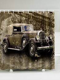 Waterproof Vintage Car Shower Curtain Vintage Cars Vintage Shower Curtain Vintage