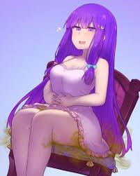 13o, patchouli knowledge, touhou, highres, tagme, 1girl, chair, fart, hands  on stomach, purple eyes, purple hair, smell 
