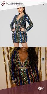 Multi Colored Sequin Dress Fashion Nova Dress Worn Once For New Years Eve Fashion Nova Dresses Long Sleev Multi Color Sequin Dress Sequin Dress Clothes Design