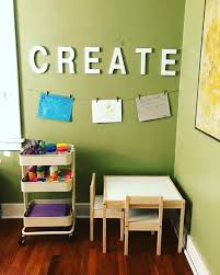 Toddler Art Corner Ikea Raskog Cart And Latt Table And Chairs Some Twine And Mini Clothespins And Lots Of A Ikea Baby Room Kids Art Corner Toddler Art Table