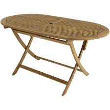 Avec une table de jardin profitez des beaux jours pour savourer de délicieux repas en plein air ! Table De Jardin Ovale Pliable Bois Glgf06tb