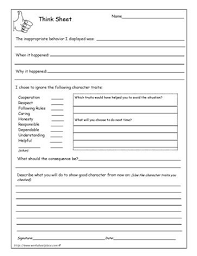 Behavior Think Sheet Worksheets Classroom Behavior Management Think Sheet Think Sheets