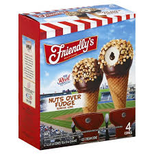 190 calories, 8 g fat (5 g saturated fat), 16 g sugar. Friendly S Nuts Over Fudge Sundae Ice Cream Cones 4 6 Fl Oz Instacart