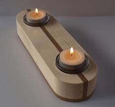 Double Tea Light Holder Wooden Candle Holders Wood Candle Holders Tea Light Holder