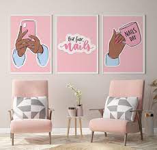Set Of 3 Prints Decor But First Nails Nail Room Decor Manicure Print Nail Studio Print Beauty S In 2021 Beauty Room Decor Nail Room Nail Salon Interior Design
