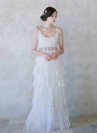 Beaded tiered ruffled strapless mermaid wedding dress. Roslyn Crinkle Tiered Silk Organza Gown Style Th017 Twigs Honey Llc