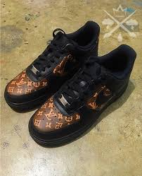Black And Gold High Top Air Force Ones Nike Louis Vuitton Lv Black Air Force 1 One Low Luxury Etsy Louis Vuitton Shoes Louis Vuitton Shoes Sneakers Custom Nike Shoes