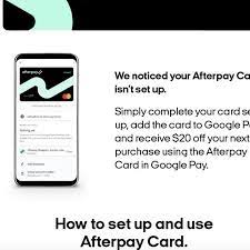 Using the card is simple. Afterpay Pay With Afterpay Card Via Google Pay Get 20 Off Your Next Purchase Minimum 21 Spend Afterpay Google Pay Ozbargain