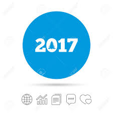 happy new year 2017 sign icon calendar date christmas tree