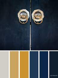 East bay, moon raker, and ghost. Blue And Gold Color Scheme Color Palette Inspired By Old Door