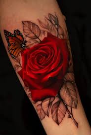 A tattoo of four fern leaves on the right inner arm by sasha masiuk. 80 Stunning Red Rose Tattoo Ideas