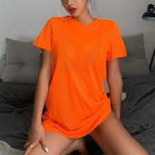 2020 Summer Long Loose Tops Oversized T-shirt Women Fashion Neon Green  Casual Sexy O-neck Tees Women T Shirts Female Top - AliExpress Women's  Clothing