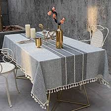 Amazon Com Tewene Tablecloth Rectangle Table Cloth Cotton Linen Wrinkle Free Embroidery Anti Fading Tablecloth Dining Table Cloth Table Cloth Table Top Decor