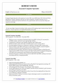computer specialist resume samples