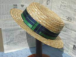 Vintage French Traditional Straw Or Sennit Boater Style Hat In Etsy Hat Fashion French Vintage Hats Vintage