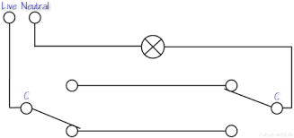 Two way switching schematic wiring diagram (3 wire control). Cubus Adsl Dk Multi Way Switching Two Way Switching Three Way Switching