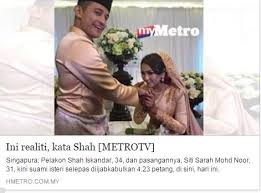 Kurang dua bulan lagi pelakon kelahiran singapura yang mencari rezeki di malaysia, shah iskandar bakal menamatkan zaman bujangnya dengan cinta hatinya, siti sarah mohd noor. Shah Iskandar On Twitter Hmetromy Dah Boleh Lena Tidur Malam Ni Shahiskandar M Dah Pun Kahwin Dgn Siti Sarah Selamat Pengantin Baru Moga Bhgia Ke Jannah