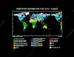 Computer Map Of Vegetation For 2xco2 Climate Stock Image E060 0011 Science Photo Library