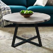 Williston Forge Bowden Metal Wrap Coffee Table Color Gray Wash Coffee Table Round Coffee Table Coffee Table Grey