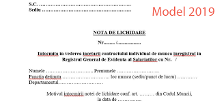 Multe documente am de adunat? Nota De Lichidare 2019 Model Actualizat Format Editabil Sfat Contabil