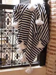 Black And White Striped Blanket With Tassels Pin On For The Home