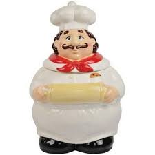 Cookie jar, 2 ceramic wine decor bottles, 3 plastic chef figurines, mini chef salt & pepper shakers with ceramic platform, chef designer cloth place mat, 2 chef mitten pot holders and 2 square chef pot holders, Baker Chef Cookie Jar Ceramic Cookie Jar Collectible Cookie Jars Cookie Jars
