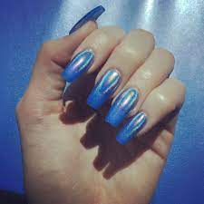 Blue Holographic Ombre Blue Ombre Nails Holographic Nails Acrylic Holographic Nails