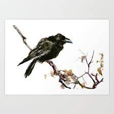 Raven, Raven art, Raven Design, Crow painting Art Print by SurenArt |  Society6