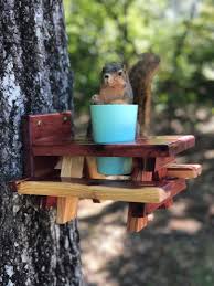 Squirrel Picnic Table Squirrel Feeder Outdoor Feeder Wildlife Feeder Chipmunk Feeder Squirrel Table Animal Feeder Wood Squirrel Table In 2020 Squirrel Feeder Squirrel Feeder Diy Squirrel