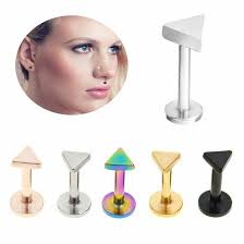 16G Squid Game TRIANGLE ROSE GOLD INTERNALLY THREADED LABRET TRAGUS STUD  RING