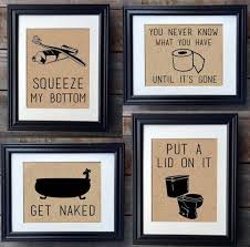 Get Four Of Our Unique Bathroom Prints At A Discounted Price These Prints Are A Wonderful Unique Addition Printing On Burlap Bathroom Humor Bathroom Wall Art