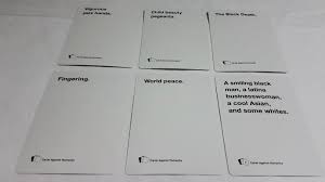Players start with 10 white cards, each with a different noun, conceptual statement, or similar phrase. Cards Against Humanity 2009 Accessibility Teardown Nsfw Meeple Like Us