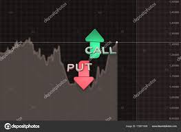 Put And Call Color Arrows Binary Option Chart On Brown 3d