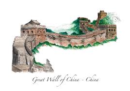 Drawing pictures of the great wall of china. Postcards Road Trips Around The World Wonders Of The World Great Wall Of China Travel Drawing