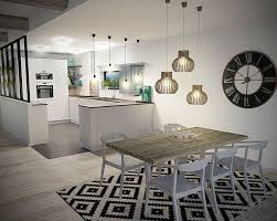 Cuisine Salle A Manger Scandinave 3d Grande Horloge Tapis Noir Et Blanc Verriere Cuisine Salle A Manger Salle A Manger Cuisine Decoration Maison