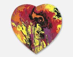 Hartvormig Schilderij Origineel Abstract Schilderij Acryl Op Canvas Kunst Aan De Muur Klein Schilderij Hart Schilderij Art Fluid Art Heart Painting