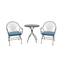 Style Selections Weddington 3 Piece Brown Frame Bistro Patio Set With Blue Cushions Bistro Lowes Com In 2020 Bistro Patio Set Blue Cushions Patio Furniture Sets
