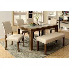Dining Table With 4 Chairs And A Bench 6pc Set Melston I Collection Cm3531t Stone Top Dining Table Dining Table With Bench Dining Table