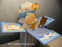 Cut along the outside edge with a utility knife. The Scrappin Rabbit Baby Boy Shower Card In A Box Baby Shower Card Box Diy Baby Shower Cards Baby Shower Card Box