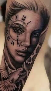Skull tattoos are considered to relate to evil and dead. Tattos Blgy Tattos Blgy Blgy Tattoogirldrawing Tattoogirlface Tattos Girl Face Tattoo Clock Tattoo Face Tattoos