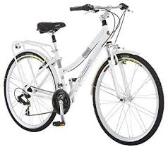 schwinn discover hybrid bikes for men and women featuring aluminum city frame 21 speed drivetrain front and rear fenders rear cargo rack and