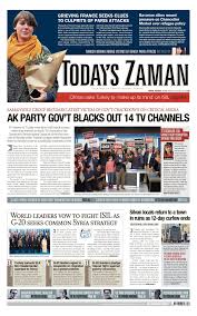 Today S Zaman Front Page 16 11 2015 Todayszaman Sundayszaman Paper Daily Frontpage Todaysfrontpage Turkey Istanbul Newspaper Newsroom Samanyolu