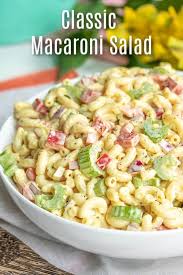In a large bowl, stir together the eggs, onion, celery, red pepper, and relish. Classic Macaroni Salad Is An Easy Side Dish For Potlucks Summer Parties Or Easter Dinner Elbow Maca Classic Macaroni Salad Easy Macaroni Salad Easy Macaroni
