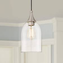 Art Glass 6 1 4 W Clear Glass Brushed Nickel Mini Pendant 55j42 Lamps Plus Glass Pendent Lights Brushed Nickel Pendant Lights Island Pendant Lights