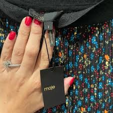 Maje Plisse Wide Leg Floral Print TrouserSize 1 (Small) Wide Leg