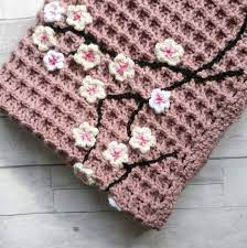 Dusky Pink Crochet Blanket In Attractive Waffle Stitch With Small Fishnet Border Croch Crochet Blanket Designs Crochet Cherry Blossom Crochet Blanket Patterns