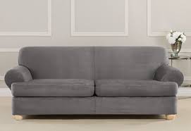 Sure Fit Slipcovers Ultimate Heavyweight Stretch Suede Individual 2 Piece T Cushion Sofa Slipcover Sofa T Cushio Cushions On Sofa Slipcovered Sofa Slipcovers