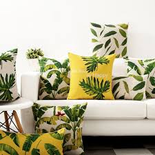 Decoratif Coussin Cas De Couverture Jaune Fond Feuilles Simple Jardin Housse De Coussin Pour Canape D Interieur Tropical Mobilier Tropical Decoration Tropicale