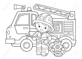 Coloriage Aperçu Dun Camion De Pompiers De Dessin Animé Avec Pompier Ou  Pompier Lutte Contre Lincendie Transport Professionnel Livre De Coloriage  Pour Les Enfants Clip Art Libres De Droits, Svg, Vecteurs Et