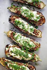 Loaded Grilled Eggplant With Creamy Herb Sauce Recipe Eggplant Recipes Grilled Eggplant Recipes
